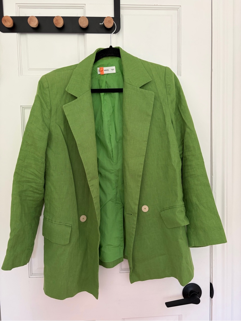 100% linen green MANGO blazer - Picture 2 of 7